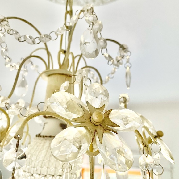 Pottery Barn small chandelier flowers crystals floral ornate hardwi… - Picture 3 of 14